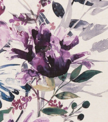 CHIVASSO/JAB CURTAIN FABRIC Flowers of Paradise 3.6 METRES CH2721-080 PURPLES