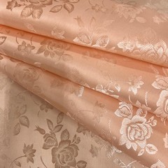 Kayla PEACH Polyester Floral Jacquard Satin Fabric by the Yard for Clothes, Cos