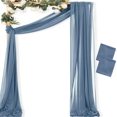 Dusty Blue Wedding Arch Draping Fabric – 2 Panels, 29″x20FT Sheer Gauze Curtains