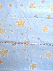 1 yd 100% Cotton Fabric Single Border Light Blue with Moons Dragonflies & Stars