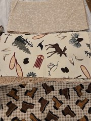 Outdoor Fishing Cabins Animals Hiking Boots Etc Cotton Quilt Remnants Fabric