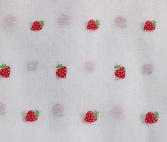 2 Yards VTG Semi-Sheer Voile Dotted Swiss Fabric Scattered Strawberries