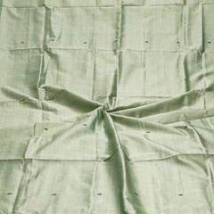 Vintage Green 100% Pure Silk Handloom Sari Remnant 4YD Craft Fabric Silk Scrap