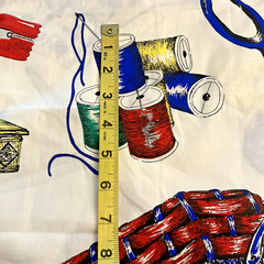 VTG LARGE SCALE Sewing Theme Sewing Machine Buttons Thimble Scissors 44″x25″