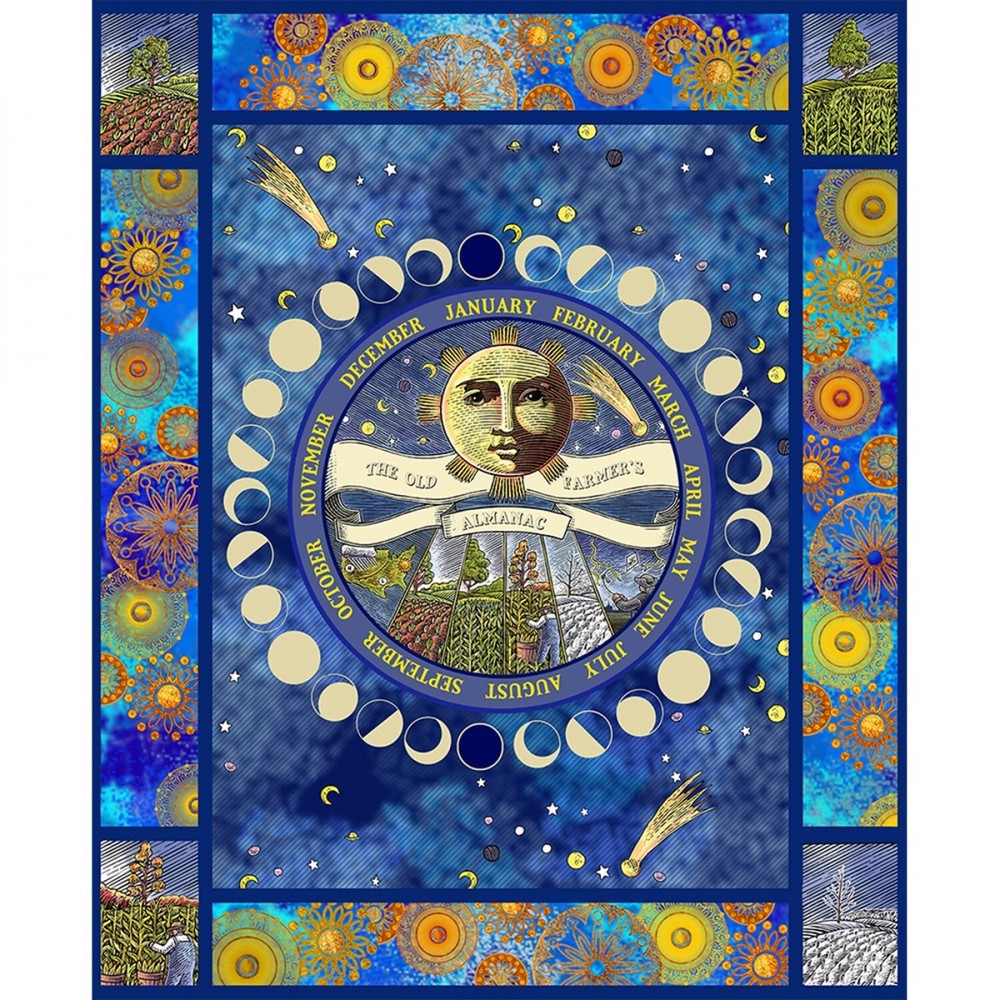 Old Farmers Almanac Celestial Quilt Fabric Panel 36 x 44 Inches