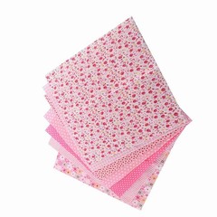 7-Pack 25x25cm Cotton Fabric DIY Assorted Pre-Cut Bedding Kit (Pink)
