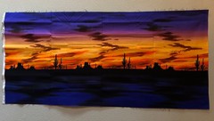 Vtg Quilting Fabric Multicolor Southwest Painted Desert Scene Panel 21″ x 43″