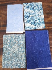 Lot of Blue Fabric, abstract, 4 pieces 7.1oz