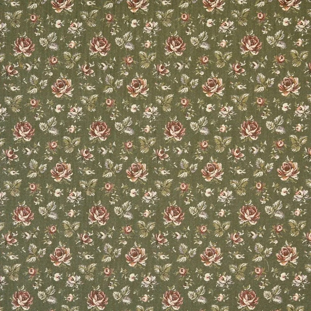 Gayle Moss Green Scattered Rose Tapestry Regal Upholstery Fabric By The Yard