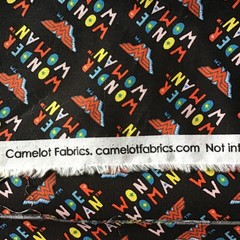Wonder Woman Character Logo 100% COTTON FABRIC Black 44″ wide 1.8 yards piece