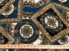 Liverpool Fabric-Teal Black Gold Arabic Mosaics-LVPR265-Sold by the yard