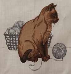 VTG~”Cats”~ 13.25″x11.25″~ Picture Book Patches ~”Cat with Yarn”~ Cotton Fabric