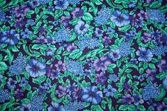 BLUE AND PURPLE FLOWERS ON NAVY – WINDSOR FROM HOFFMAN – 100% COTTON FABRIC