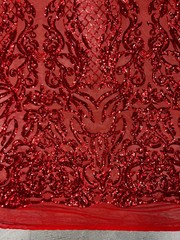 Phoebe RED Sequins on Mesh Lace Fabric by the Yard – 10062
