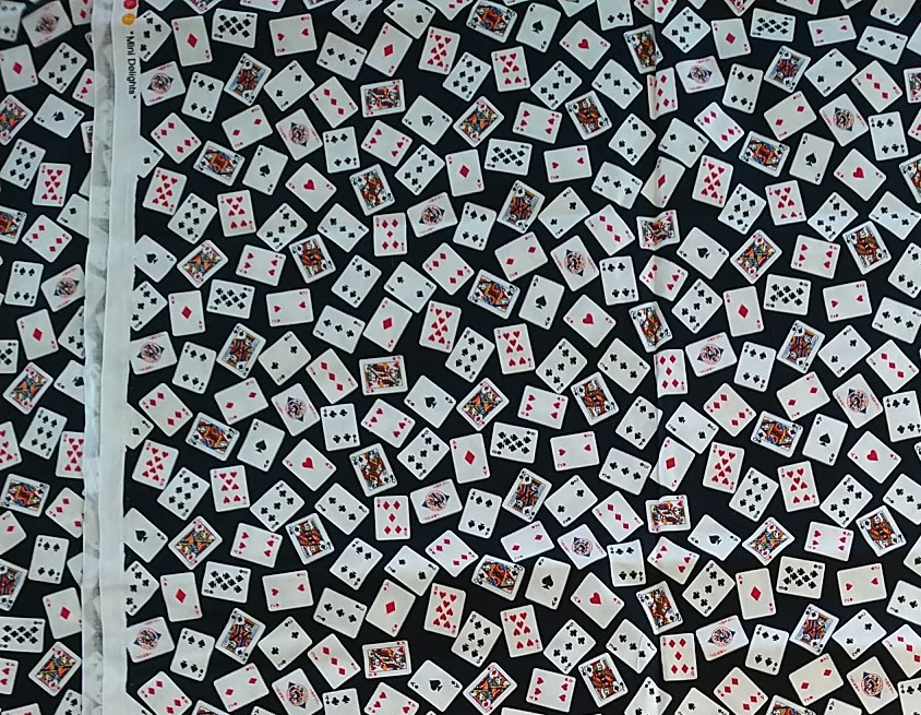 REMNANT Novelty Mini Poker Cards On Black “Mini Delights” ROBERT Kaufman 18×15