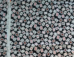 REMNANT Novelty Mini Poker Cards On Black “Mini Delights” ROBERT Kaufman 18×15