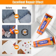 Fabric Glue Permanent, 60 ML Washable Clear Clothing Glue, Super Fabric Glue for