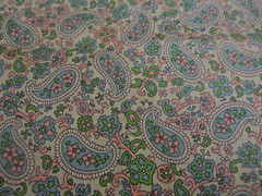 Cotton Fabric Vtg Paisley Floral Blue Pink Green on Lt. Blue 1yd 16″ x 44
