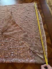 Vintage Silk Chiffon Payette Sequin Embroidery Fabric Shawl Raw Edge Blush Pink