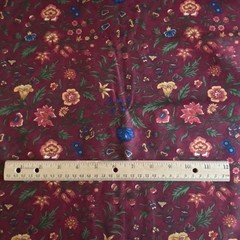 2 YD Jacobean Floral Fabric Thistle Farm Moda Cotton Print Wine Red