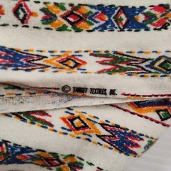 Vintage Aztec Stipe Print Flannel Fabric 42x3yd22 White Yellow Green Blue