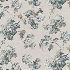 ANNA FRENCH CURTAIN FABRIC DESIGN Sussex Hydrangea 5.9 MTRS SLATE/LINEN LINEN BD
