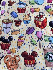 1YD Backstitch Disney Butter Snacks Cotton Lycra Fabric