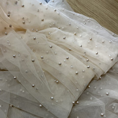 DIY Princess Dress Beaded Mesh Lace Fabric Evening Wedding Dress Sheer Curtain
