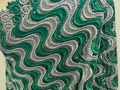 Kelly Green Silver Rhinestones Embroidery Bridal Lace Fabric 50” Width 1 Yard