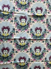 TULA PINK ELIZABETH 16Th CENTURY SELFIE~SKY(BLUE)~ONE YARD~OOP~VHTF