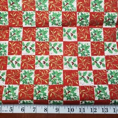 Brother Sister Design Studio A Crackled Christmas Checkered Hollyberry 2 Yards