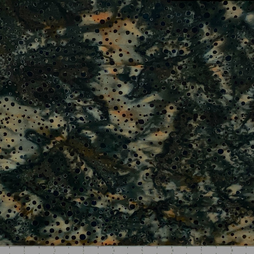 1 Yard Cut of Lunn Fabric Dot Explosion Batik 100% Cotton 2794 Ebony Black Rust