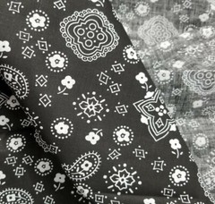 4.5 Yards Black with White Paisley Print Polycotton Polyester Cotton Blend