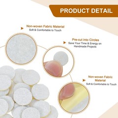 240Pcs Round Felt Circles, 13mm (1/2″) Non-Woven Felt Fabric Sticker, White