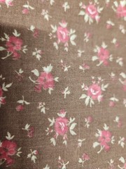 Vintage Light 100 % Cotton Fabric Brown rustic red Roses By The 1/2 Yard
