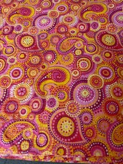 Fabric Lot 4 Yds 12 Ins 44 W Paisley Circles Pink Yellow Coral Cotton Seersucker