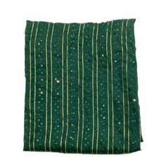 Bottle Green Embroidered Soft Cotton Fabric-Sale by Half a Yard-Stripes, sequins