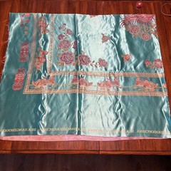 angzhou Silk Brocade Set Turquoise & Pink Phoenix Peony Bedspread Coverlet 84×70