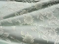 Light Teal Warm White Home Decor Crafts Jacquard Roses Satin Stitch Cotton BTY