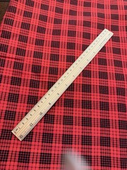 Vintage Red Black Homespun Check Plaid Cotton Fabric 5+ YARDS 42″W Country Farm