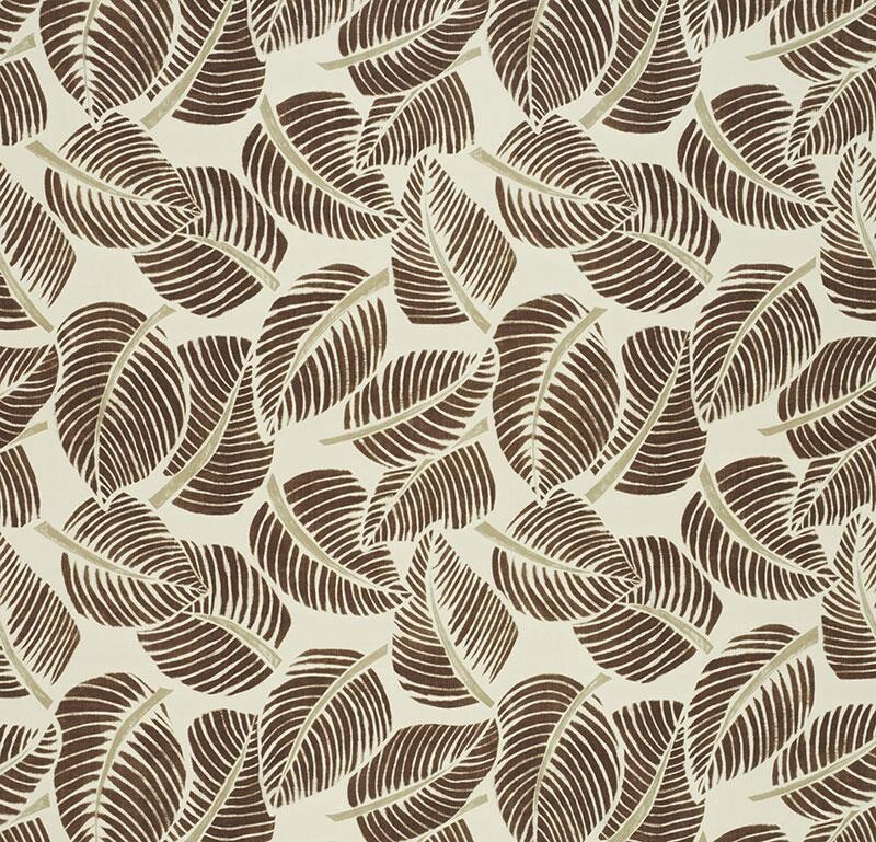 Schumacher Large Tropical Leaf Print Fabric- Costa Rica Chocolate 1.25 yd 176192