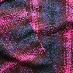 Plaid in Hot Pink/ Burgundy/Indigo Soft Boucle Suiting w/ Black Metallic – Italy
