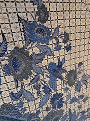 Vintage ADRM Dua Sekawan Floral Batik Sarong Blue Birds Flowers 40”x 90”