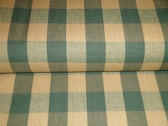 DARK Green And Tea Dye Buffalo Check Cotton Homespun Fabric | Farmhouse Fabric