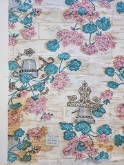 40s 50s Floral Motifs Cotton Fabric 36.5″w X 1.1yds Feedsack Style STAINED