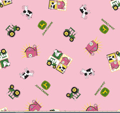 John Deere Farm Girl Pink Cotton Fabric (1 yard)