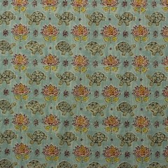 WAVERLY MANDANA JEWEL AQUA BLUE TURTLE FLORAL MULTIPURPOSE FABRIC BY YARD 54″W