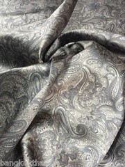 Paisley Print NON-STATIC Viscose Satin Feel Material Fabric BTY 60″W -Grey