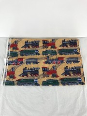 3 Yards Erlanger Blumgart 110″x42″ Railroad Trains Cotton Fabric – Sandy Colored