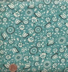 Retro vintage notions turquoise floral Dressmaker Collection Red Rooster fabric